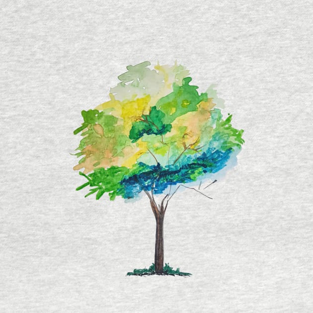 Watercolor Tree Hand Painted Illustration Sketch by ernstc